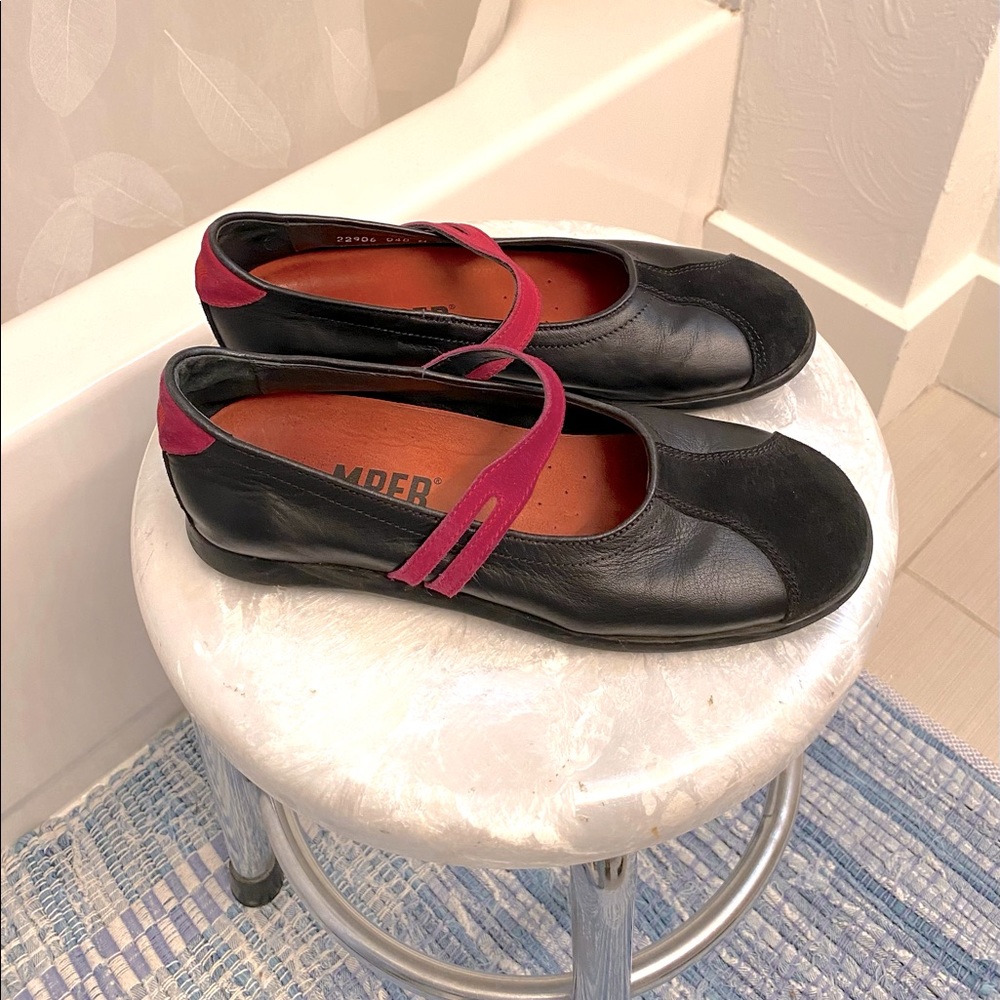 Camper black Mary Jane flats